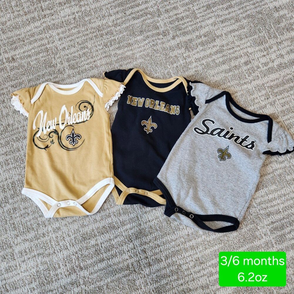 NFL New Orleans Saints baby girl short sleeve bodysuits size 3-6 months